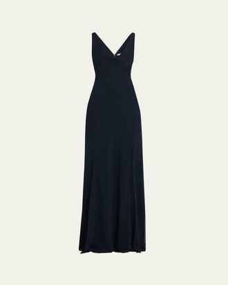 Jason Wu Plunging Cowl-Neck Sleeveless Crepe Gown