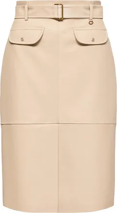 Moncler Moncler Knee-length Leather Skirt, Women, Beige, Size: 40
