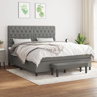 vidaXL Vidaxl - Cama Box Spring Con Colch&oacute;n Tela Gris Oscuro 160x200 Cm