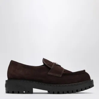 Prada Brown suede leather loafers