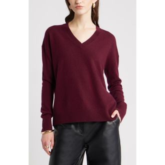 Nordstrom V-Neck Cashmere Sweater in Burgundy Field at Nordstrom Rack, Size X-Large