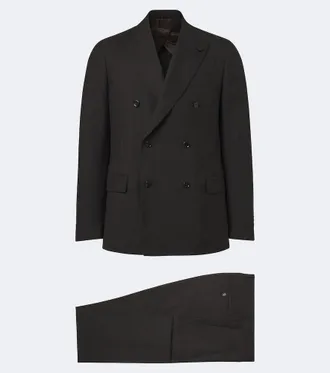 Lardini Checked double-breasted virgin wool suit