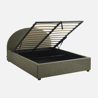 Sweeek Cama Con Somier Abatible Y Cabecero 140x190cm, Acabado En Borreguito