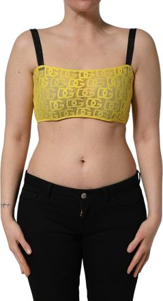 Dolce & Gabbana Womens Yellow Cotton Crepe Chiffon Crop Bralette Top Elastane Nylon Silk