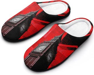 Generic Big Ben English Flag Funny Womens Cotton Slippers Shoes Novelty Soft Non-Slip Sole Home Shoe