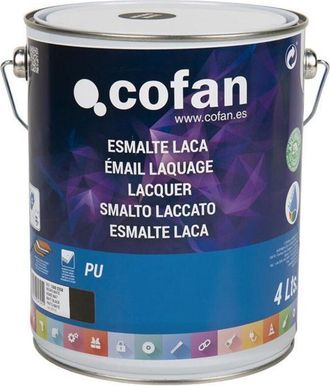 cofan Esmalte Laca Al Agua Negro 4 L Mate, El Esmalte De Laca Al Agua Est&aacute; Indicado Para La Protecci&oacute;n Y Decoraci&oacute;n De Todo Tipo De Superficies Como Madera,