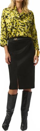 Joseph Ribkoff Scuba Suede And Leatherette Pencil Skirt In Black
