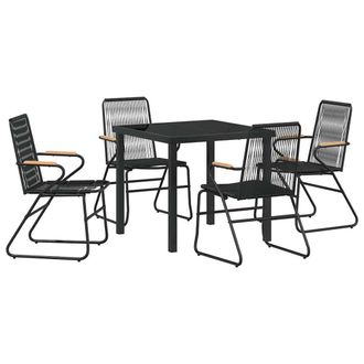 Berkfield Home 5 Piece Garden Dining Set Black PVC Rattan