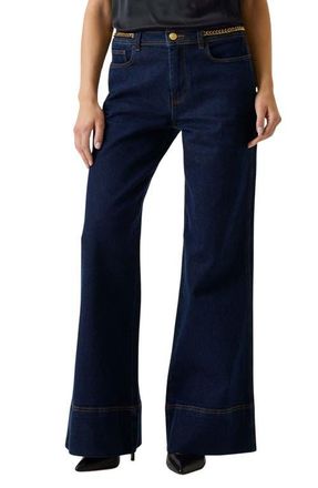 Marciano Alyssa Wide Leg Jeans in Blue/Yellow Tint at Nordstrom, Size 27 X 34