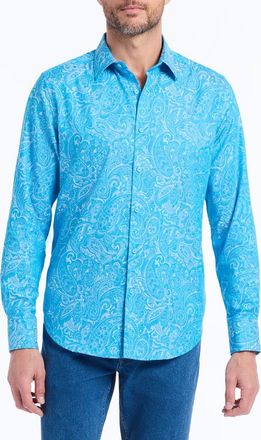 Robert Graham Hudson Floral Print Button-Up Shirt in Blue at Nordstrom, Size Xxx-Large