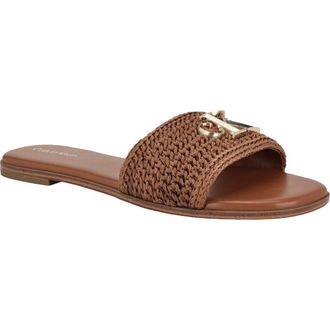 Calvin Klein Kamine Slide Sandal in Dark Natural Woven at Nordstrom, Size 5.5