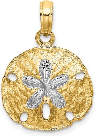 Diamond2Deal 14k Yellow Gold with White Rhodium Polished Sand Dollar Charm Pendant