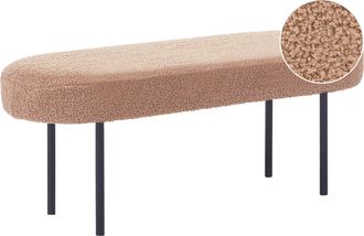 Beliani Banco Tapizado De Boucl&eacute; Ovalado Patas De Metal Estilo R&uacute;stico Retro Marr&oacute;n Claro Wolfeboro