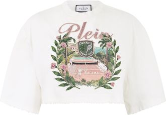 Philipp Plein Cropped T-Shirt Cannes Tennis Club