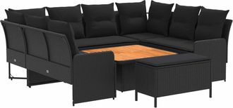 vidaXL Juegos De Muebles 7 Uds. Negro Rat&aacute;n Sint&eacute;tico Vidaxl