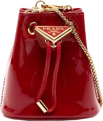 Prada Pre-owned Womens Mini Patent Drawstring Pouch - Red Leather - One Size