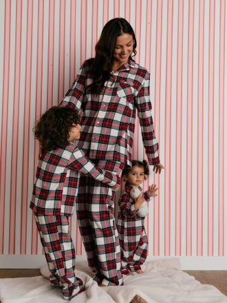 Vertbaudet Damenpyjama aus Flanell Family Capsule rot