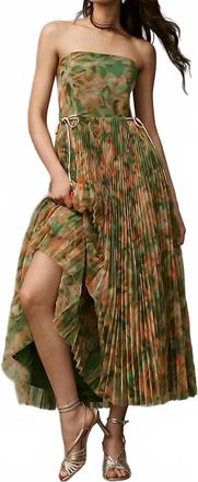 Hutch Womens Costella Strapless Pleated Floral Tulle Midi Dress In Light Green