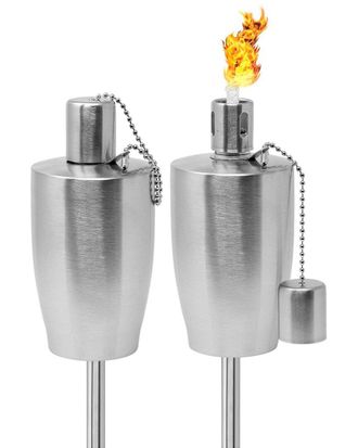 Sorbus Set Of 2 5Ft Stainless Oil Burning Cylinder Shape Steel Torches