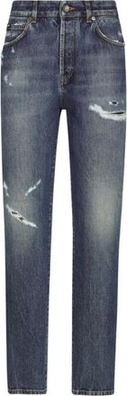 Dolce & Gabbana Jeans de Denim con Roturas - Jeans - Mujer - Azul - M