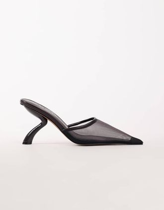 Topshop Alessio d&eacute;collet&eacute; a punta con tacco angolare in mesh color cioccolato-Marrone
