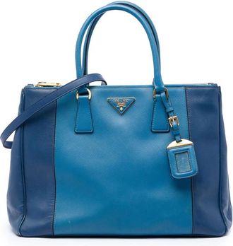 Prada Pre-owned Prada Large Bicolor Saffiano Lux Galleria Double Zip Satchel Ladies ZK28B87XXLOU60X9