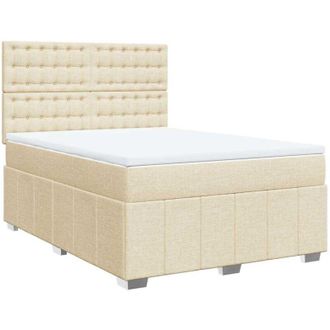 vidaXL Cama Box Spring Con Colch&oacute;n Tela Color Crema 140x190 Cm Vidaxl
