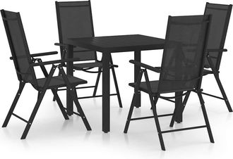 vidaXL Juego De Comedor De Jard&iacute;n 5 Piezas Aluminio Negro Vidaxl