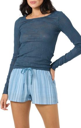 O'Neill Marliz Pointelle Long Sleeve Cotton Top in Slate at Nordstrom, Size Xx-Large