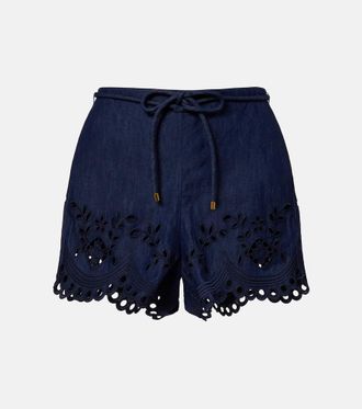 Zimmermann Mahon broderie anglaise denim shorts
