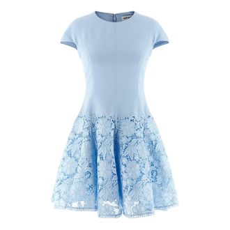 Self Portrait Crepe Lace Mini Dress - Dames - Feestkleedjes - Blauw - XS - Leer - Kleedjes
