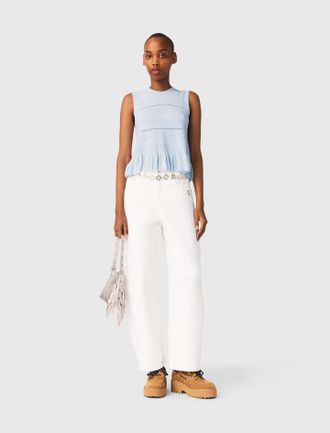 Maje Ruffled Knit Top - Blue - Maje