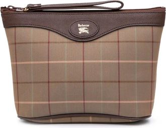 Burberry Clutch in tela con motivo Vintage Check XX secolo - Marrone