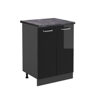 Vicco Mueble Bajo De Cocina R-line, Negro Brillo Intenso, 60 Cm, Et Antracita