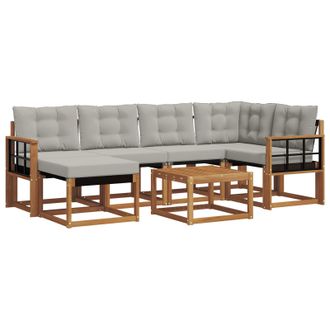 vidaXL Conjunto De Sof&aacute;s De Exterior 7 Pcs Gris Natural Y Claro Vidaxl