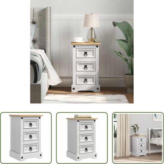 vidaXL vidaXL Comodino moderno - Comodino Corona Bianco 35 x 32,5 x 58 cm Pino massello