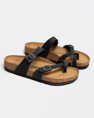 Birkenstock Mayari Oiled Nubuck Womens Sandals - Black Leather - Size UK 7.5