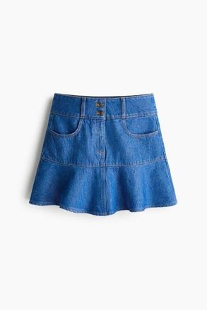 H&M Flounced Denim Mini Skirt in Denim Blue at Nordstrom, Size 12