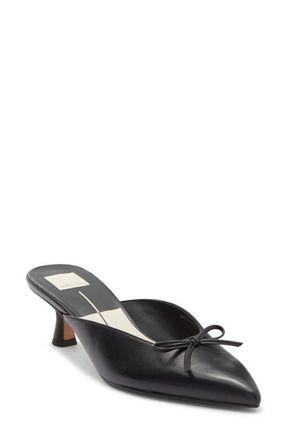 Dolce Vita Cleo Pointed Toe Kitten Heel Mule in Black Leather at Nordstrom, Size 7.5