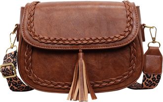 Generic Cymwer PU Leather Shoulder Bag Casual Flap Bag with Tassel Handbags for Women (Coffee) (Coffee)