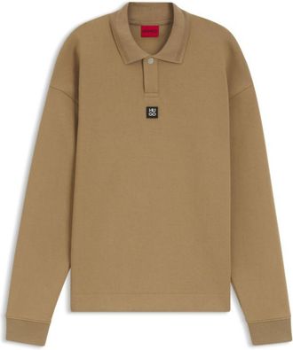 HUGO BOSS Structured cotton-blend sweatshirt with polo collar