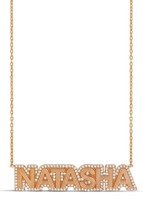 SHYMI Fluted Pave Outline Name Necklace in Rose at Nordstrom