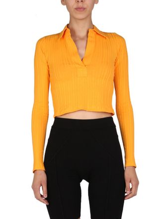 Helmut Lang Yellow Knitted Shirt Collar Sweater