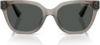 A|X Armani Exchange 53mm Cat Eye Sunglasses in Shiny Grey /Dark Grey at Nordstrom