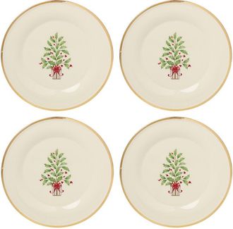 Lenox Set Of 4 Holiday Tree Accent Plates