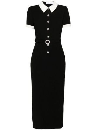 Self Portrait crepe midi dress - Black