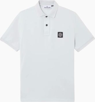 Stone Island Mens Stone Island Organic Cotton Elastane Pique Sky Blue Polo Shirt - Size: 40
