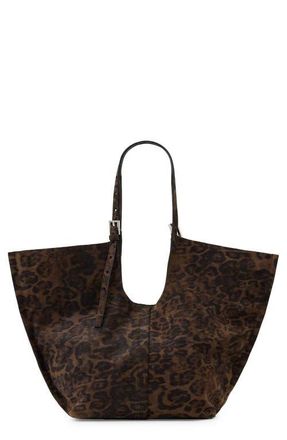 AllSaints Ara Leopard Print Leather Tote in Leopard Brown at Nordstrom