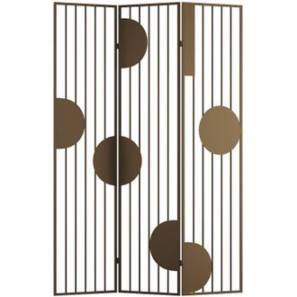 Vente-Unique Paravento in metallo 3 pannelli con motivo traforato - L 123 x A 180 cm - Oro - KANDY