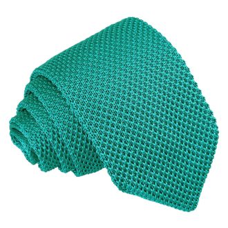 DQT Knit Knitted Formal Casual Plain Slim Tie Teal